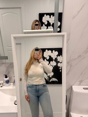 Urban Outfitters White Sheer Long Sleeve Tee